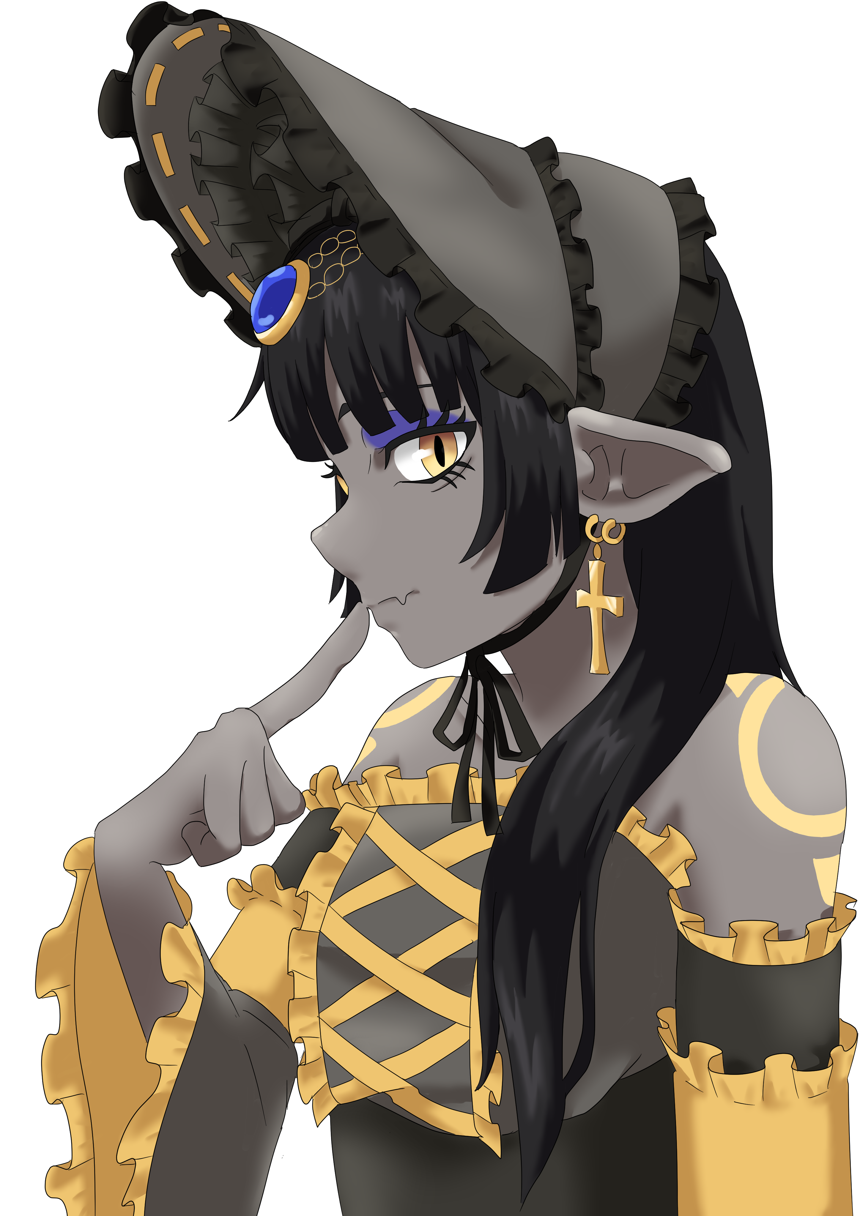 Side portrait illustration of Clearis