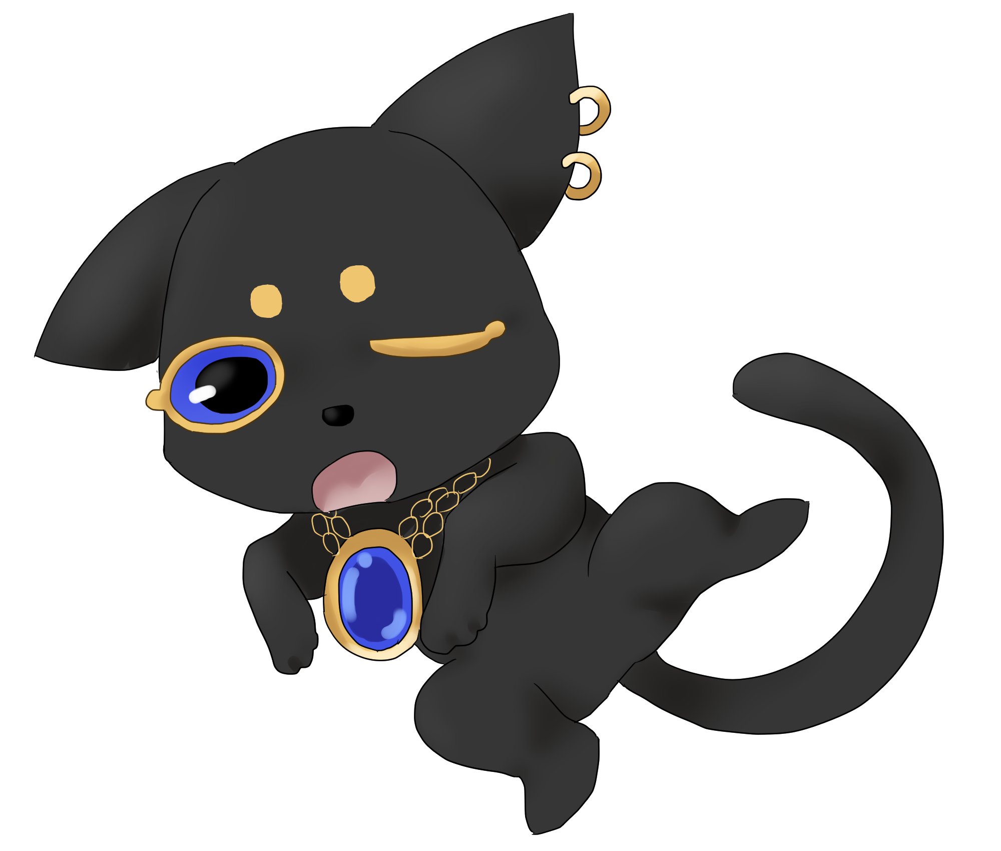 Tetra black cat mascot in action pose