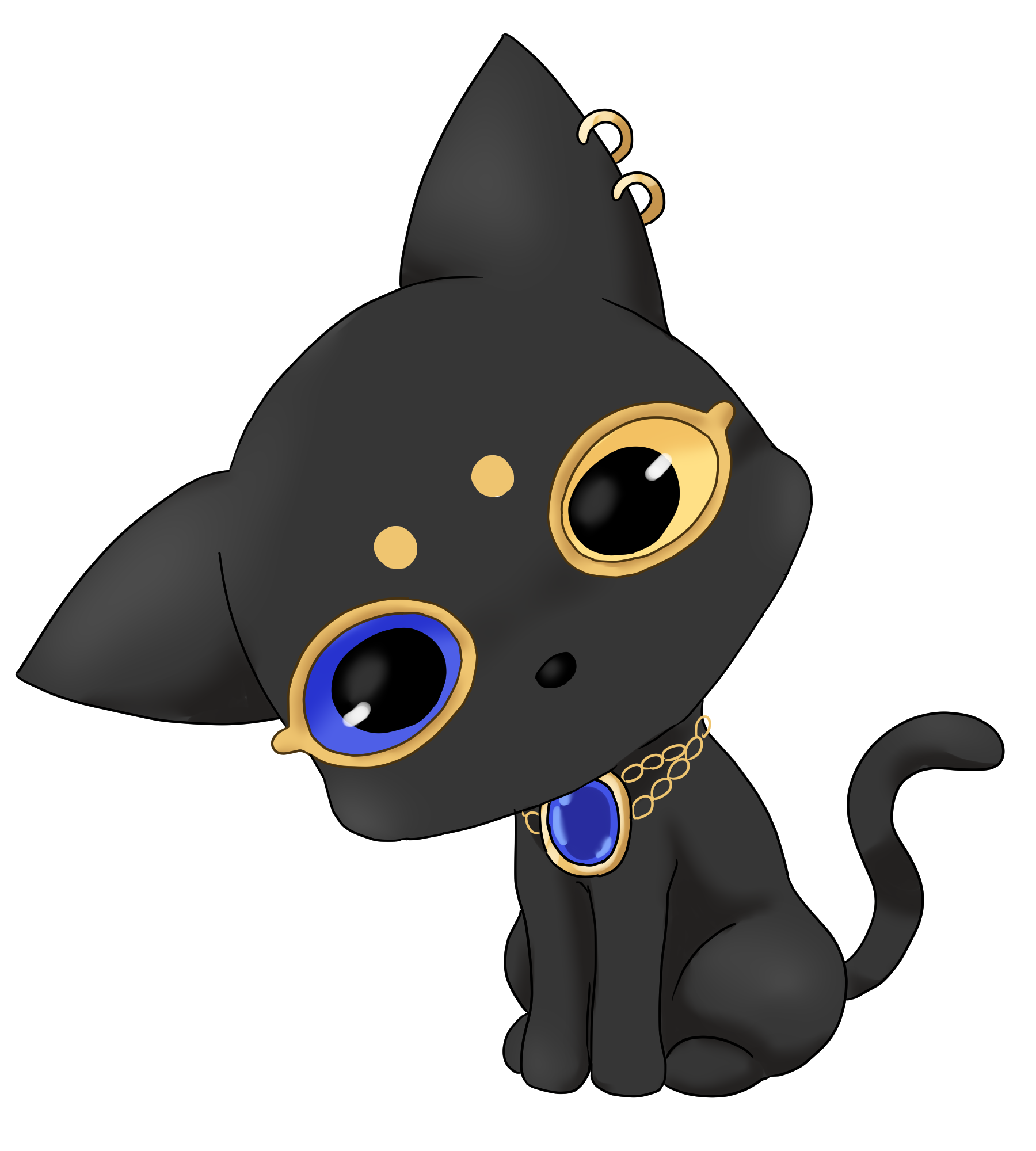 Tetra black cat mascot sitting