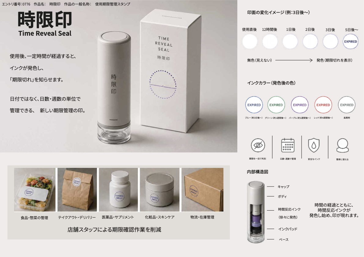 Time Reset product concept sheet with package render and information icons